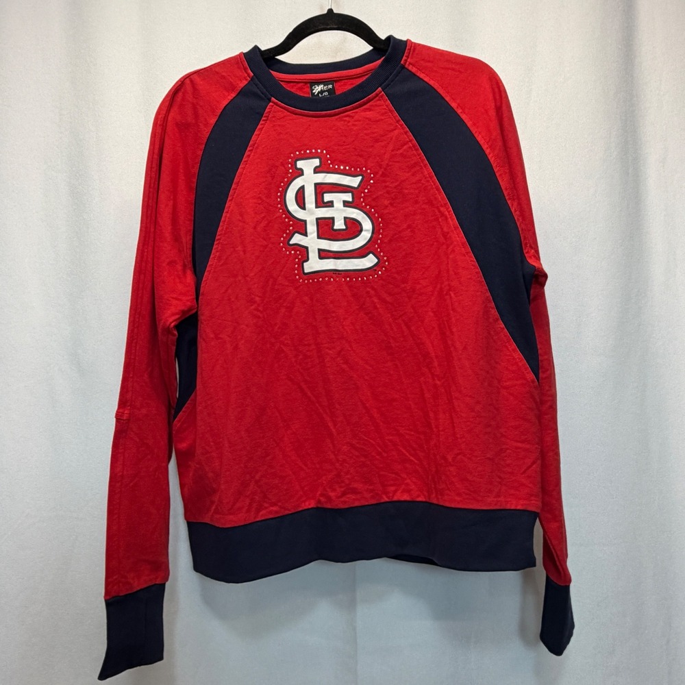 St. Louis Cardinals G-III 4Her Sweatshirt Women Large Red Navy Rhinestone MLB